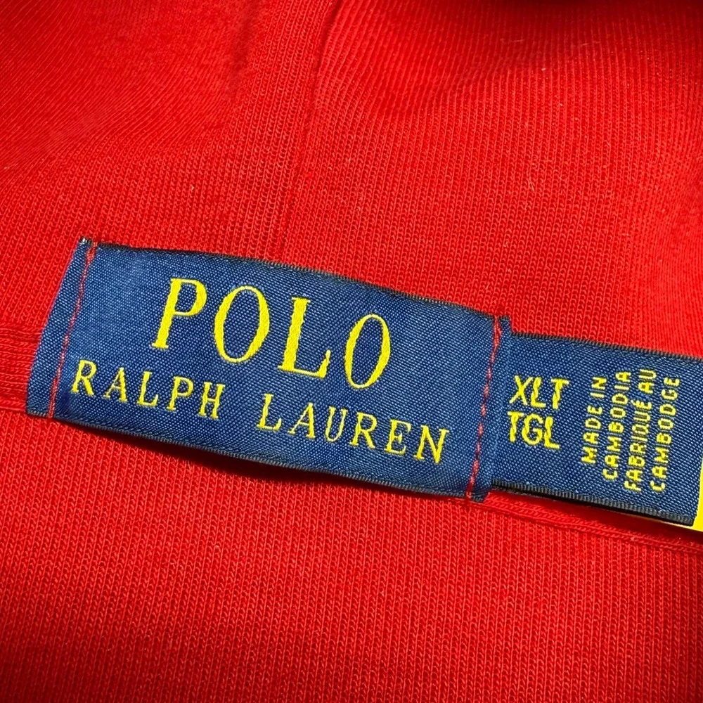 Polo Ralph Lauren Full Zip Hoodie Mens XLT Red Embroidered Pony Logo Sweatshirt